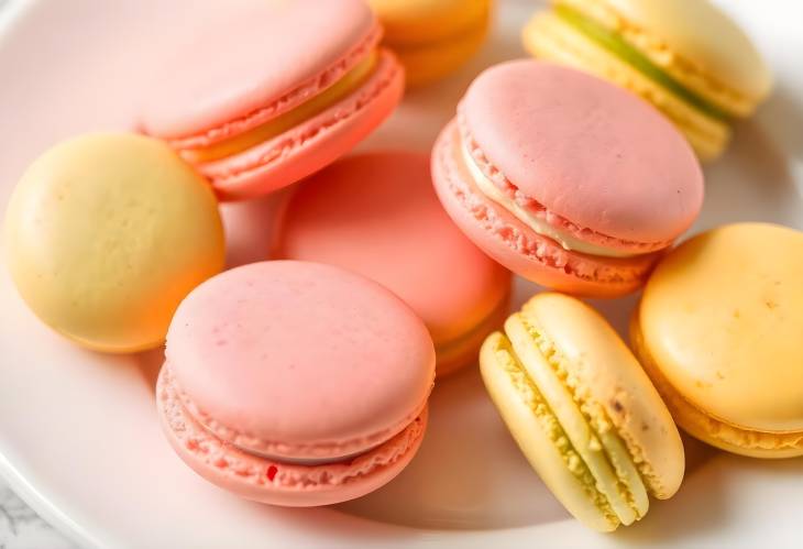 Sweet Elegance Macaroons on a Plate Close Up