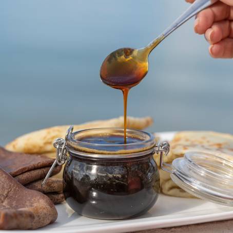 Sweet Honey Pancakes on a White Plate