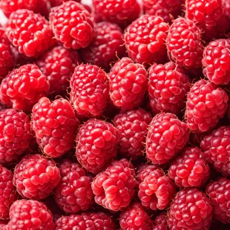 Sweet Red Raspberries Arranged for a Healthy Diet Concept