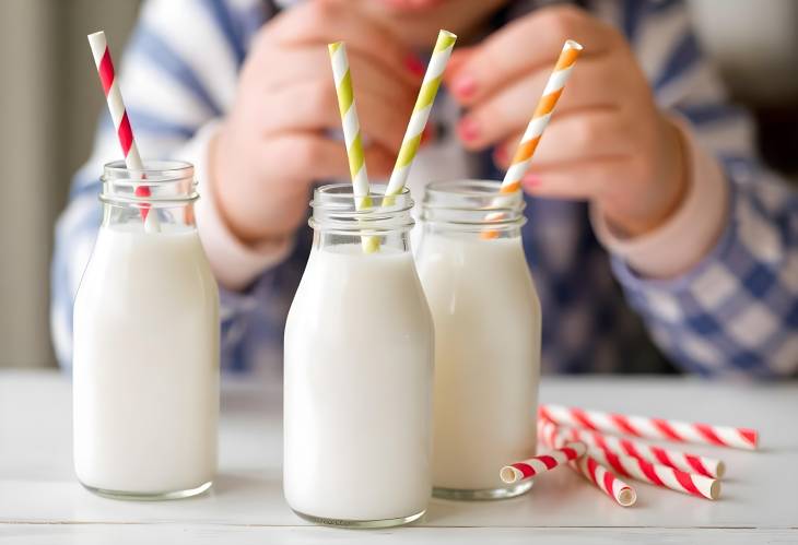 Sweet Sips Milk Bottles with Fun Paper Straws