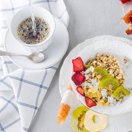 Tasty Homemade Granola with Milk for Breakfast