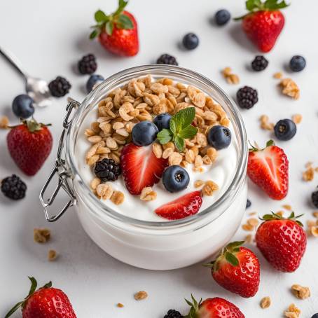 Tasty Homemade Yogurt with Strawberries and Mixed Berries