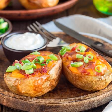 Tasty Platter of Loaded Potato Skins with Cheddar