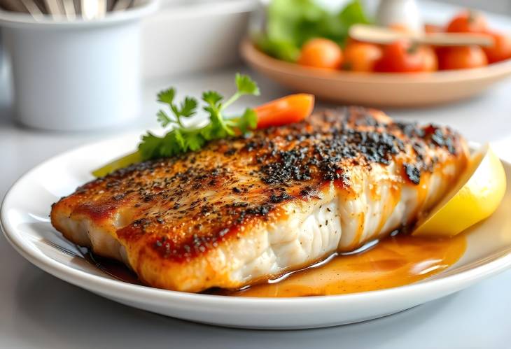 Tasty Treat Fried Salmon Steak in the Kitchen