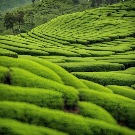 Tea Leaves and Plantation Fields A Green Oasis in Natures Abundant Landscape