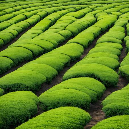 Tea Leaves in a Bountiful Tea Plantation A Glimpse of Verdant Natural Beauty