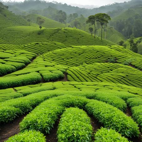 Tea Plantation and Green Tea Leaves Verdant Beauty in Natures Embrace