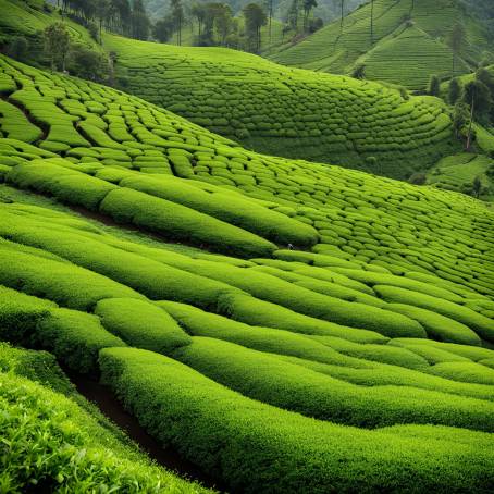 Tea Plantation and Lush Tea Leaves A Green Symphony in Natures Landscape