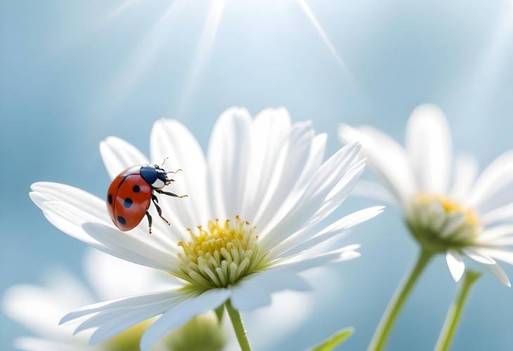 Tender Nature Scene Ladybug on Flower