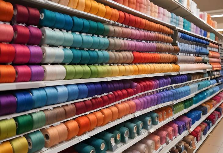 Textile Wonderland Colorful Threads on Store Shelves