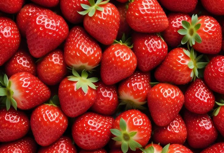 Texture of fresh strawberries with a sweet, juicy appearance, perfect for culinary and design use