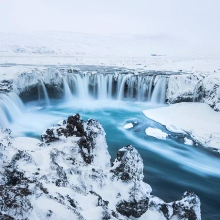 The Icy Beauty of Godafoss in Winter