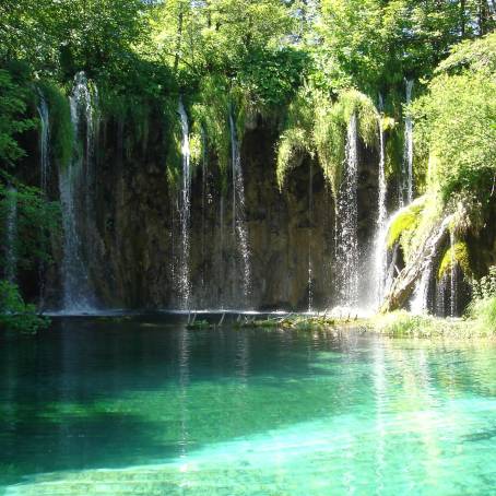 The Serene Waters of Plitvice Lakes Waterfall