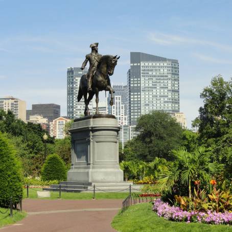 The Tranquil Setting of George Washington in Boston Public Garden