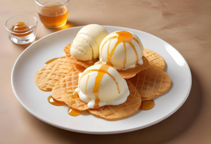 Thin Crispy Wafers with Yogurt Ice Cream  Honey A Tangy, Refreshing Light Dessert