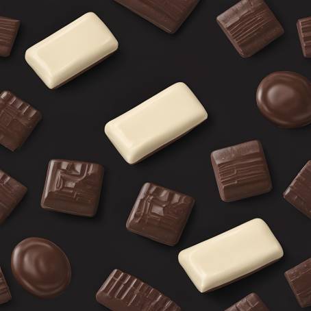 Three Varieties of Chocolate Black, Milk, and White on Vintage Dark Background