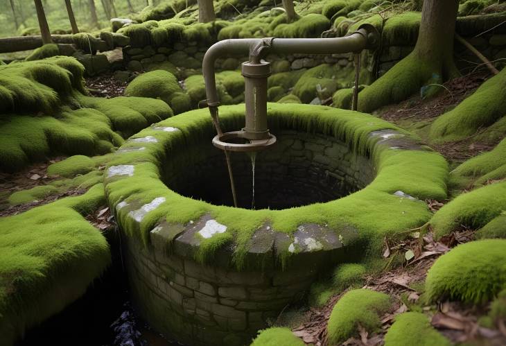 Timeless Beauty Old Deep Well Draped in Moss