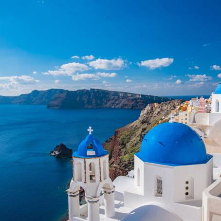 Timeless Santorini Architecture with Vintage Light and Greece Style