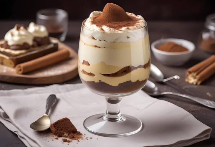 Tiramisu Dessert with Layers of Coffee and Mascarpone Cream in Classic Italian Style