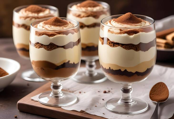 Tiramisu Dessert with Rich Mascarpone Cream and Coffee Infused Ladyfingers