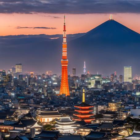 Tokyo Sky tree  Senso ji Temple Twilight View