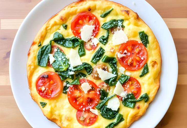 Tomato and Spinach Frittata with Fresh Parmesan for a Hearty Breakfast