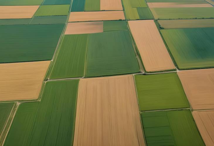 Top Down View of Countryside Agricultural Fields and Farmland