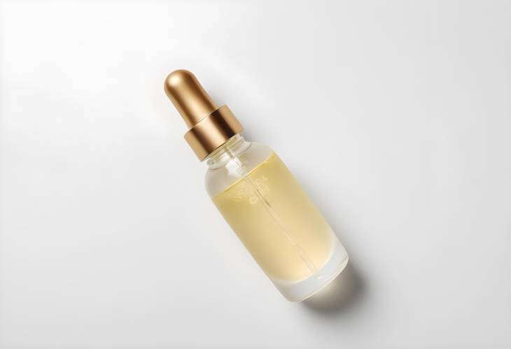 Top Down View of Serum on White Background for Skin Care