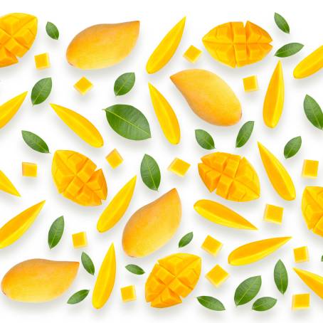 Top View of Fresh Yellow Mango Isolated on Clean White Background, Perfect for Tropical Fruit Photo