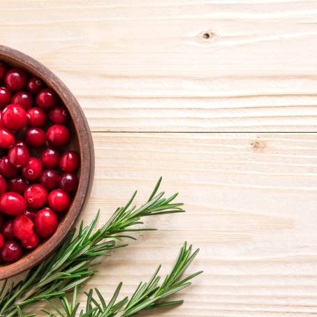 Top View of Isolated Cranberries with Leaves White Background, Full Depth of Field Focus