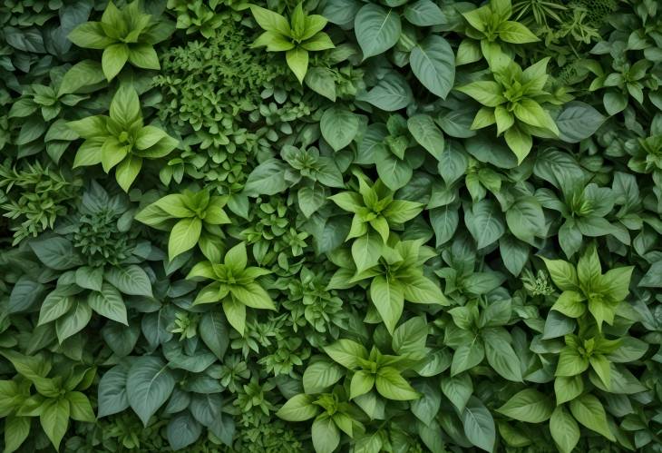 Top View of Lush Green Plants and Foliage  Vegetative Background of Leaves and Natural Greenery