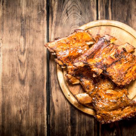 Top View of Perfectly Grilled Pork Isolated on White Ideal for Food Photography and Blogs