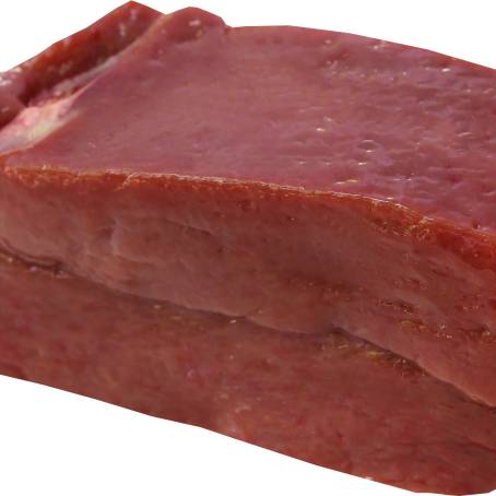 Top View of Raw Pork Liver Isolated and Ready for Cooking, Fresh on White Background