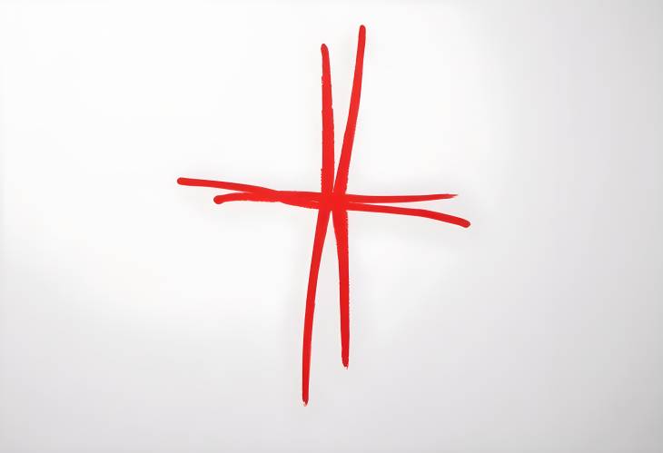 Top View of Red Cross Sign on White Background, Isolated for Effective Design Clarity