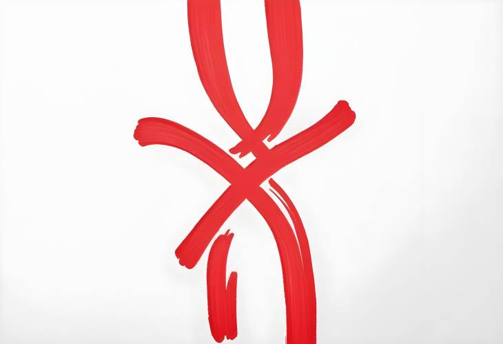 Top View of Red Marker Cross on White Background, Isolated for Simple Graphic Design