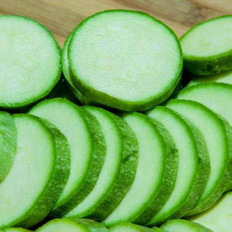 Top View of Ripe Zucchini and Slices