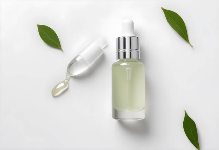 Top View of Serum on White Background for Radiant Skin Care