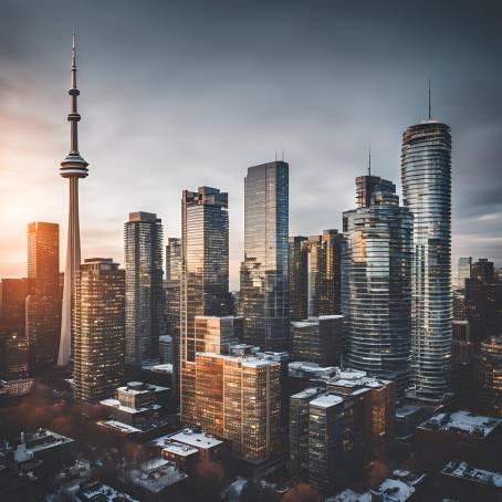 Toronto Skyline Modern Architecture with Skyscrapers and Iconic Landmarks