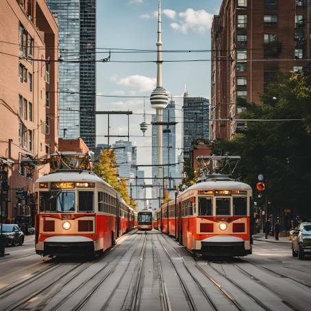 Toronto Streetcars Daily Commute in Canadas Bustling Urban Environment