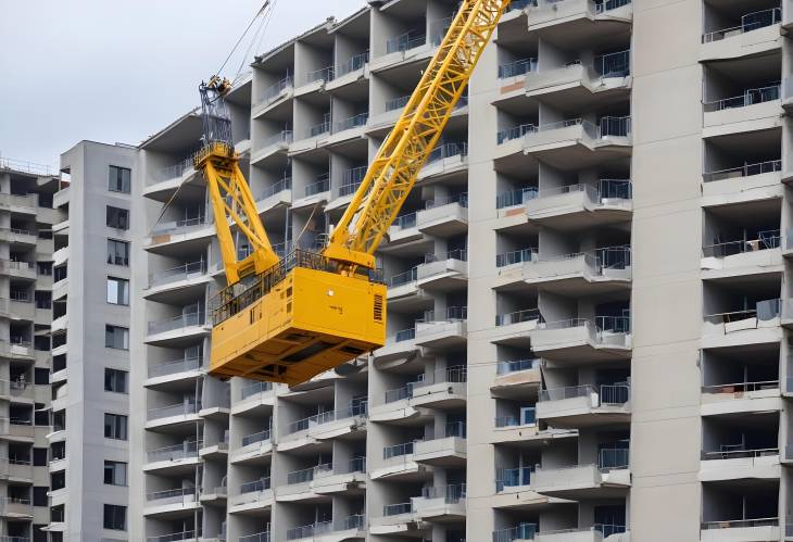 Tower Crane at Multi Storey Residential Building Construction Site