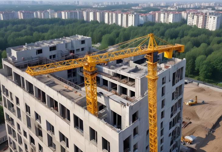 Tower Crane at Work Building Multi Storey Residential Structure