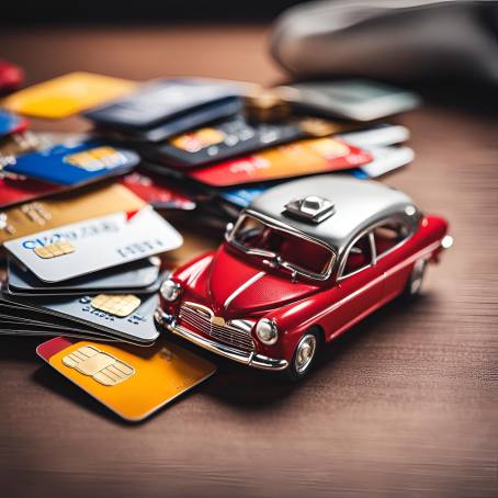 Toy Car and Credit Cards on Business Desk for Financial Overview