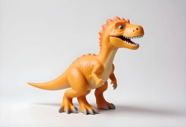 Toy Dinosaur in Plastic Isolated on a Clean White Background with Copy Space