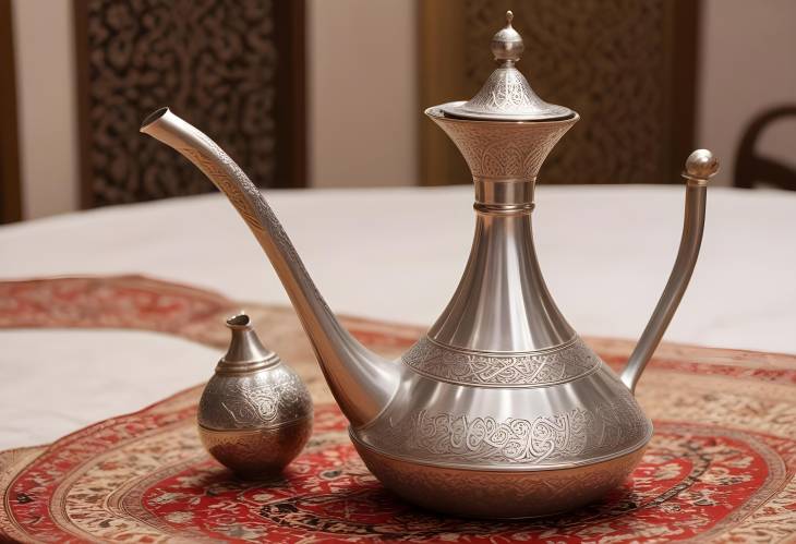 Traditional Arabic Coffee Pot Dallah with Long Spout and Elegant Design