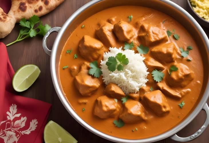 Traditional Butter Chicken Indian Curry with Tender Chicken in Rich Tomato Sauce