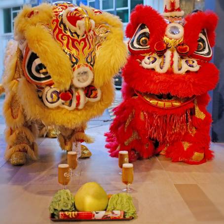 Traditional Chinese Lion Dance for New Year Celebration