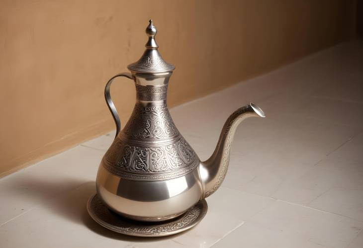 Traditional Metal Dallah with Long Spout for Making Arabic Coffee