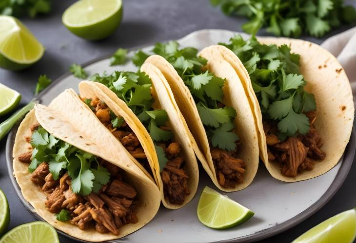 Traditional Mexican Tacos with Fresh Cilantro and Lime