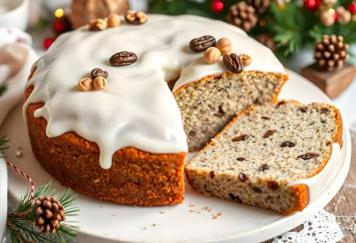 Traditional Polish Poppy Seed Cake A Christmas Eve Delight with Icing and Raisins