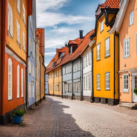 Traditional Swedish Charm Colorful Ystad Streets and Historic Architecture